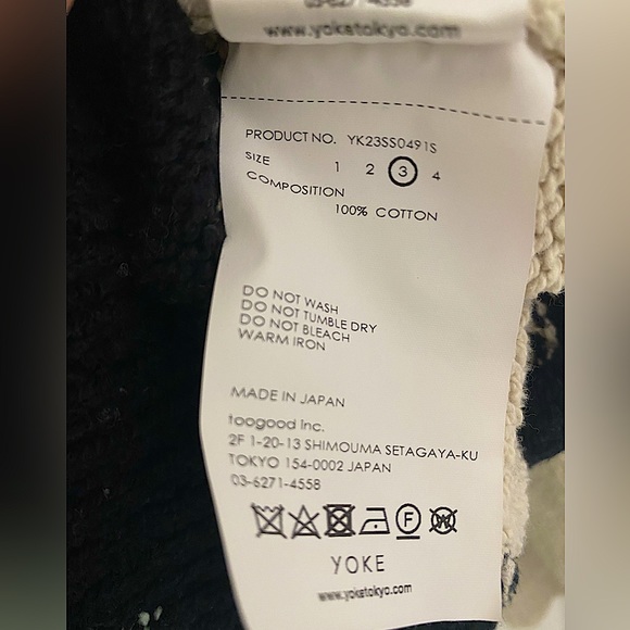 YOKE Tokyo crewneck cotton sweater SZ 3/ US L - Picture 5 of 5